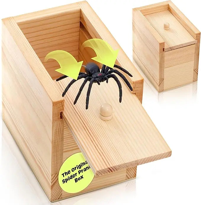 MAVORELY Wooden Spider Prank Box, Surprise Gag Gift for Adults & Teens, Funny Practical Joke Toy for April Fools’ Day, Halloween & Birthdays