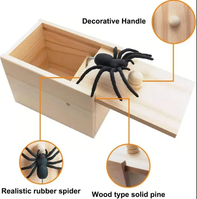 MAVORELY Wooden Spider Prank Box, Surprise Gag Gift for Adults & Teens, Funny Practical Joke Toy for April Fools’ Day, Halloween & Birthdays