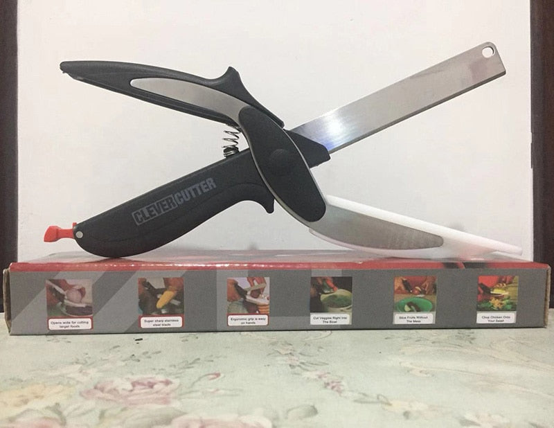 2 in 1 Cutting Board Utility Cutter Stainless Steel Ourdoor Smart Vegetable Knife